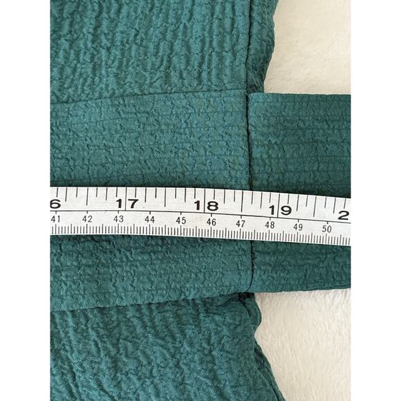 NWT Calvin Klein Green Crinkle‎ Wide Leg Crop Jumpsuit Sz 14 Sleeveless Belted - Picture 13 of 16